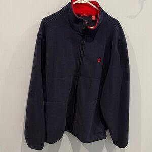 Izod Dark Blue Fleece Jacket with Red Accent